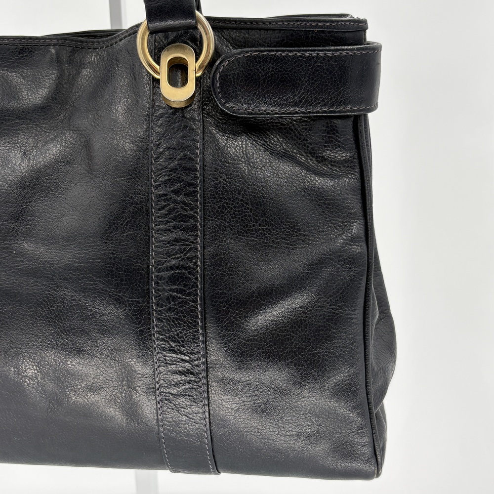 Vintage 70s 80s Robinsons Dark Blue Italian Leather Satchel Tote - Made In Italy - Picture 4 of 13